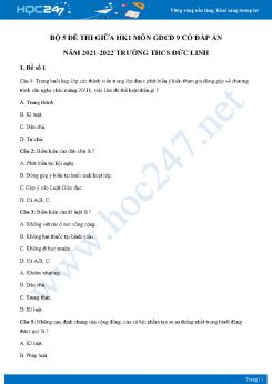 Bộ 5 đề thi giữa HK1 môn GDCD 9 có đáp án năm 2021-2022 Trường THCS Đức Linh