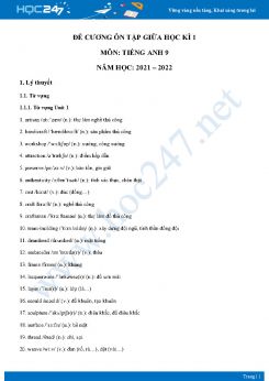 Đề cương ôn tập giữa HK1 môn Tiếng Anh 9 năm học 2021-2022