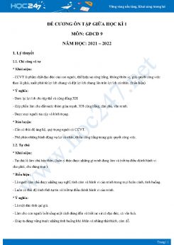Đề cương ôn tập giữa HK1 môn GDCD 9 năm học 2021-2022