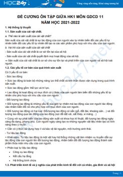 Đề cương ôn tập giữa HK1 môn GDCD 11 năm học 2021-2022