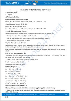 Đề cương ôn tập giữa HK1 môn Toán 8 năm học 2021-2022