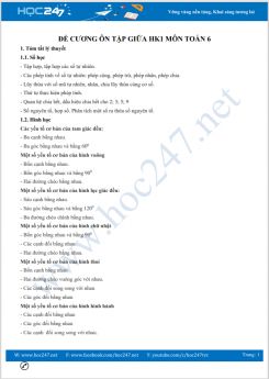 Đề cương ôn tập giữa HK1 môn Toán 6 Chân trời sáng tạo năm học 2021-2022