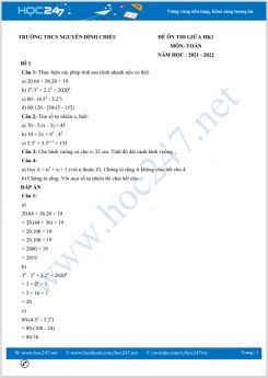 Bộ 4 đề thi giữa HK1 môn Toán 6 KNTT có đáp án năm 2021-2022 Trường THCS Nguyễn Đình Chiểu