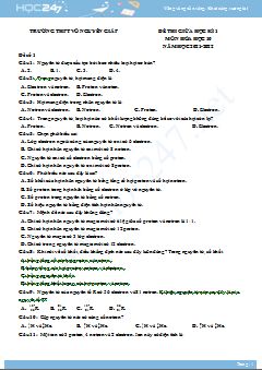 Bộ 5 đề thi giữa HK1 môn Hóa học 11 năm 2021-2022 có đáp án Trường THPT Thăng Long