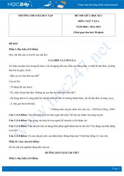 Đề thi giữa HK1 môn Ngữ văn 6 Kết nối tri thức năm 2021-2022 Trường THCS Hà Huy Tập