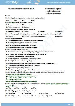 Bộ 4 đề thi giữa HK1 môn Hóa học 10 năm 2021-2022 có đáp án Trường THPT Nguyễn Thái Bình