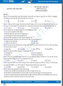 Bộ 5 đề thi giữa HK1 môn Hóa học 10 năm 2021-2022 có đáp án Trường THPT Tiên Hưng