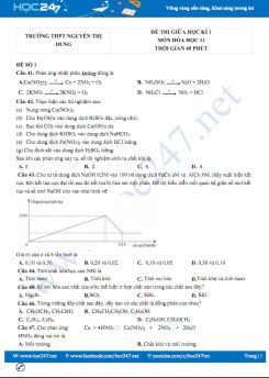 Bộ 5 đề thi giữa HK1 môn Hóa học 11 năm 2021-2022 có đáp án Trường THPT Nguyễn Thị Dung