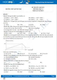 Bộ 5 đề thi giữa HK1 môn Hóa học 11 năm 2021-2022 có đáp án Trường THPT Quỳnh Thọ