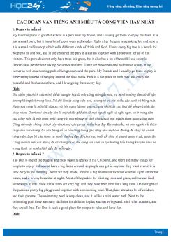 Các đoạn văn Tiếng Anh miêu tả công viên hay nhất