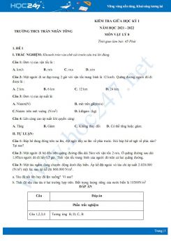 Bộ đề thi giữa HK1 môn Vật lý 8 năm 2021-2022 - Trường THCS Trần Nhân Tông có đáp án