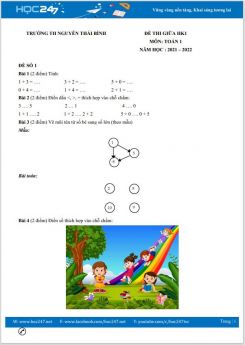 Bộ đề thi giữa HK1 môn Toán 1 có đáp án năm 2021-2022 Trường TH Nguyễn Thái Bình