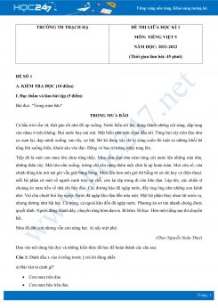 Bộ 3 đề thi giữa HK1 môn Tiếng Việt 5 có đáp án năm 2021-2022 Trường TH Thạch Hạ