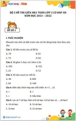 Bộ 5 đề thi giữa HK1 môn Toán 2 có đáp án năm 2021-2022