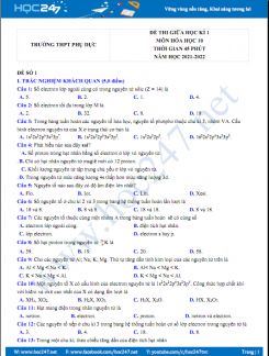 Bộ 4 đề thi giữa HK1 môn Hóa học 10 năm 2021-2022 có đáp án Trường THPT Phụ Dực