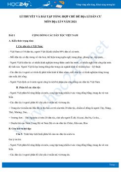 Lí thuyết và bài tập tổng hợp chủ đề Địa Lí Dân Cư môn Địa lí 9 năm 2021