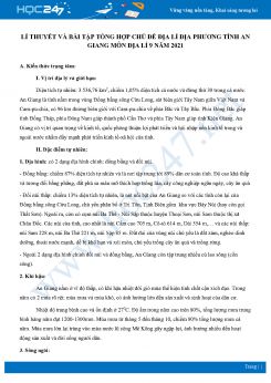 Lí thuyết và bài tập tổng hợp chủ đề Địa lí địa phương tỉnh An Giang môn Địa lí 9 năm 2021