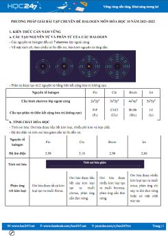 Phương pháp giải bài tập chuyên đề halogen môn Hóa học 10 năm 2021-2022