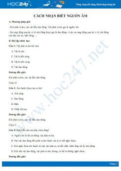 Phương pháp giải dạng bài tập Nhận biết nguồn âm Vật lý 7