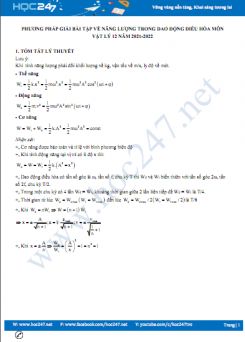 Phương pháp giải bài tập về năng lượng trong dao động điều hòa môn Vật Lý 12 năm 2021-2022