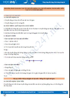 Phương pháp giải bài tập về chuyển động cơ, chuyển động thẳng đều môn Vật Lý 10 năm 2021-2022