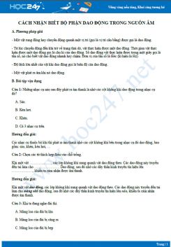 Phương pháp Nhận biết bộ phận dao động trong nguồn âm Vật lý 7