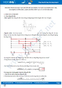 Phương pháp giải bài tập chuyên đề dao động tắt dần. Dao động duy trì, dao động cưỡng bức, cộng hưởng môn Vật Lý 12 năm 2021-2022