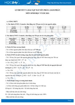Lí thuyết và bài tập Nguyên phân, giảm phân môn Sinh Học 9 năm 2021 có đáp án