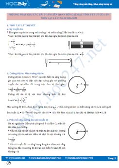 Phương pháp giải các bài toán liên quan đến các đặc tính Vật lý của âm năm 2021-2022