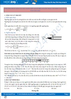 Phương pháp giải các bài toán liên quan đến nguồn nhạc âm môn Vật Lý 12 năm 2021-2022