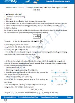 Phương pháp giải bài tập về lực tương tác tĩnh điện môn Vật Lý 12 năm 2021-2022