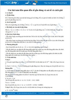 Các bài toán liên quan đến số gần đúng và sai số và cách giải Toán 10