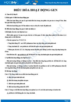 Lý thuyết và bài tập luyện tập Qúa trình điều hòa hoạt động gen Sinh 12 năm 2021