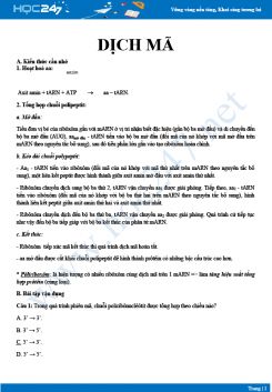Tổng ôn lý thuyết của Diễn biến quá trình dịch mã Sinh 12 năm 2021