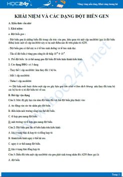 Tổng ôn Khái niệm và các dạng đột biến gen Sinh học 12 năm 2021