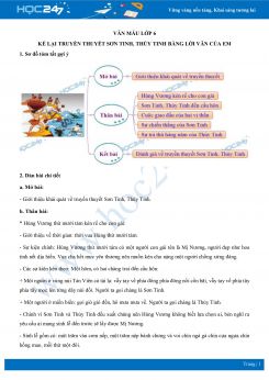 Kể lại truyền thuyết Sơn Tinh, Thủy Tinh bằng lời văn của em