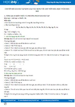Chuyên đề giải bài tập kim loại tác dụng với axit môn Hóa học 9 năm 2021-2022