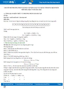 Chuyên đề phương pháp giải bài tập kim loại tác dụng với dung dịch muối môn Hóa học 9 năm 2021-2022
