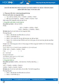 Chuyên đề phương pháp giải bài tập muối nhôm tác dụng với dung dịch kiềm môn Hóa học 9 năm 2021-2022