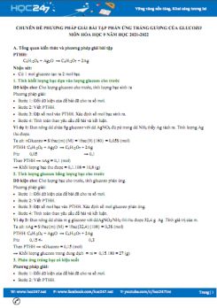 Chuyên đề phương pháp giải bài tập phản ứng tráng gương của glucozơ môn Hóa học 9 năm học 2021-2022