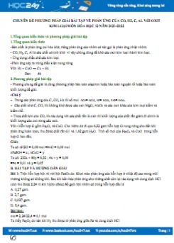 Chuyên đề phương pháp giải bài tập về phản ứng của CO, H2, C, Al với oxit kim loại môn Hóa học 12 năm 2021-2022