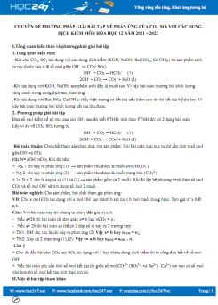 Chuyên đề phương pháp giải bài tập về phản ứng của CO2, SO2 với các dung dịch kiềm môn Hóa học 12 năm 2021 – 2022