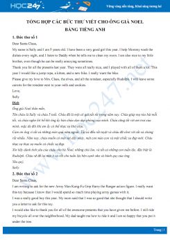 Tổng hợp các bức thư viết cho ông già Noel bằng Tiếng Anh