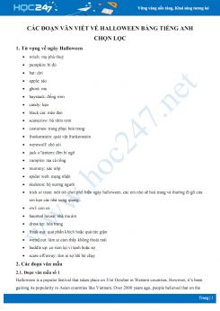 Các đoạn văn viết về Halloween bằng Tiếng Anh chọn lọc