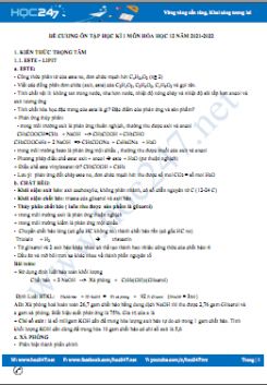 Đề cương ôn tập học kì 1 môn Hóa học 12 năm 2021-2022