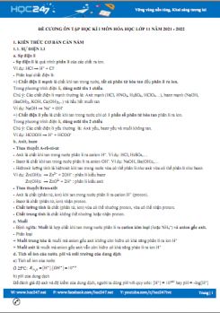 Đề cương ôn tập học kì I môn Hóa học lớp 11 năm 2021 - 2022