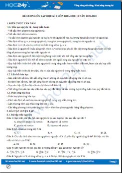 Đề cương ôn tập học kì 1 môn Hóa học 10 năm 2021-2022