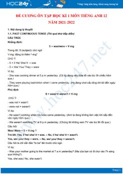 Đề cương ôn tập học kì 1 môn Tiếng Anh 12 năm 2021-2022