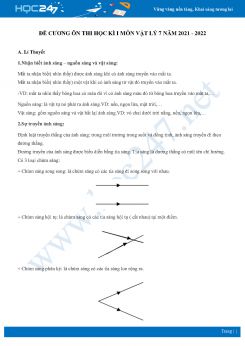 Đề cương ôn tập học kì 1 môn Vật Lý 7 năm 2021 - 2022 có đáp án
