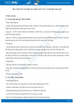 Đề cương ôn tập HK1 môn Ngữ văn 12 năm học 2021-2022